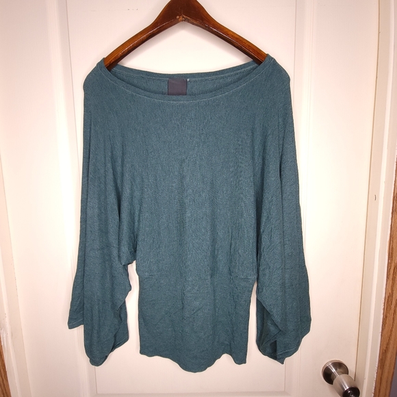 Heather B Women's P Tunic Blouse Balloon Sleeve Green - Picture 1 of 8